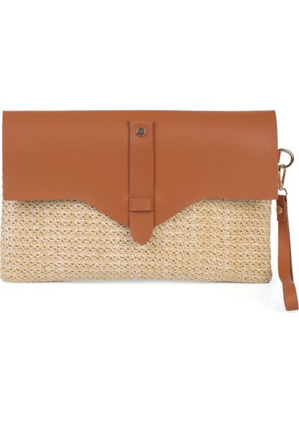 Cloe Mıknatıs Kapaklı Hasır Clutch Çanta