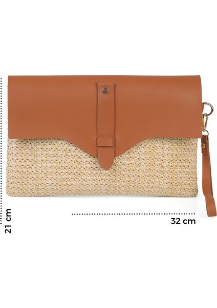 Cloe Mıknatıs Kapaklı Hasır Clutch Çanta fiyatları