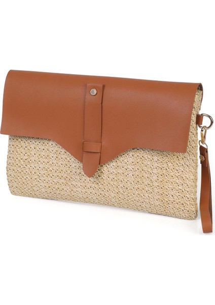 Cloe Mıknatıs Kapaklı Hasır Clutch Çanta modelleri