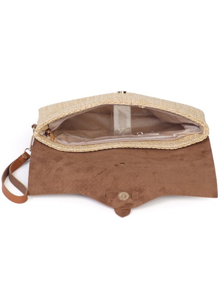 Cloe Mıknatıs Kapaklı Hasır Clutch Çanta fırsatları