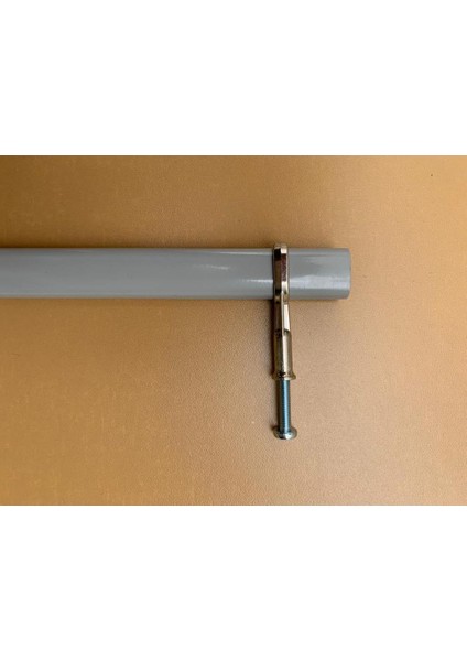 Gözde Mobilya Dolap Askı Borusu Gri+2 Flanş Tüm Ölçüler Tüm Markalara Uyumlu 42CM