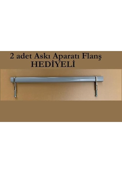 Gözde Mobilya Dolap Askı Borusu Gri+2 Flanş Tüm Ölçüler Tüm Markalara Uyumlu 42CM modelleri