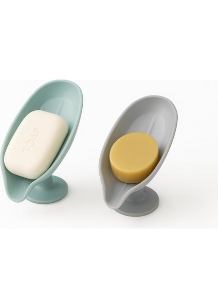 Store Vantuzlu Su Giderli Sabunluk 2 Li Set - Kaymaz, Kendiliğinden Su Akıtmalı, Tezgah Üstü Sabunluk - Banyo & Mutfak Için Pratik Sabun Tutucu