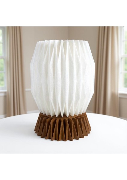 Vela El Yapımı Masa Lambası - Prizmatik Tasarımlı Beyaz Şapka & Reçine Taban