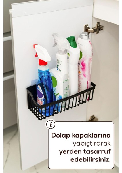2'li Siyah Yapışkanlı Banyo ve Mutfak Organizer Raf, Pratik ve Şık Tasarım fırsatları