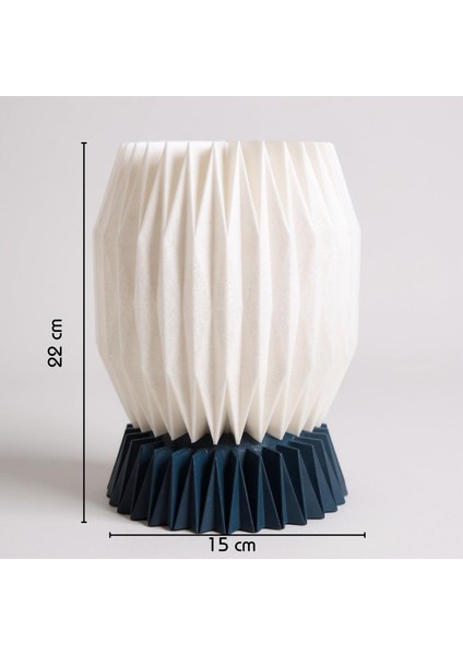 Vela El Yapımı Masa Lambası - Prizmatik Tasarımlı Beyaz Şapka & Reçine Taban indirimleri