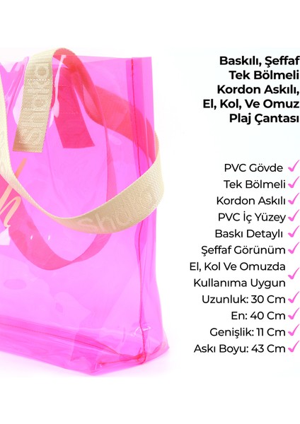 Pembe SHK241 Hologram Baskılı Pvc Tek Bölmeli Plaj,seyahat ve Piknik Çantası