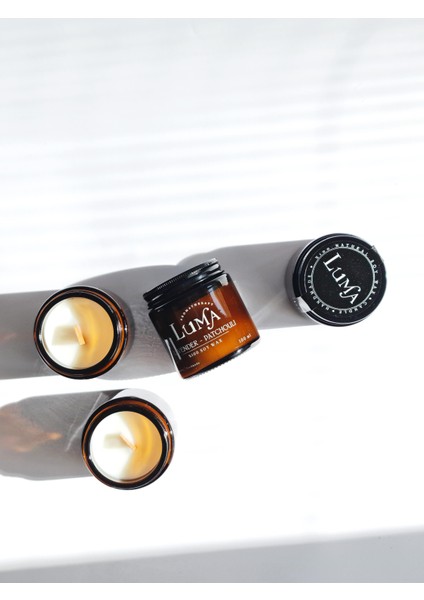 Lavanta-Patchouli Kokulu Mum - %100 Doğal Soya Mumu Amber Kavanoz Aromaterapi Mum - 100 ml modelleri