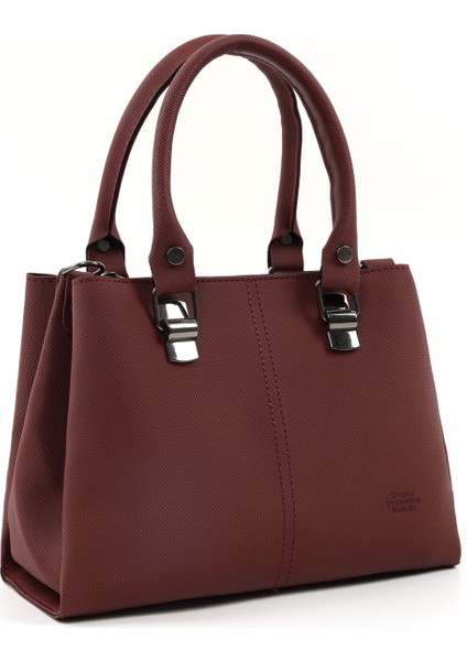 Bordo SHK243 Suni Deri Fermuarlı 3 Bölmeli Ayarlanabilir Askılı El, Kol ve Omuz Çantası fiyatları