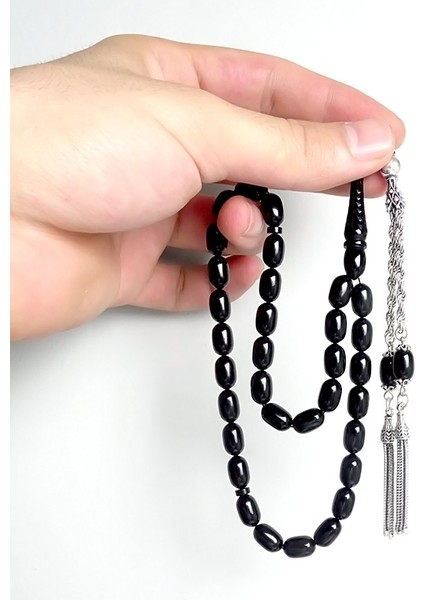 Rüya Serisi Kalemkar Işçilikli Siyah Kehribar Tesbih fiyatları