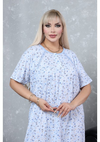 Mevsimlik Pamuklu Çok Bol Kesim Geniş Kalıp Kısa Kollu Anne Gecelik modelleri