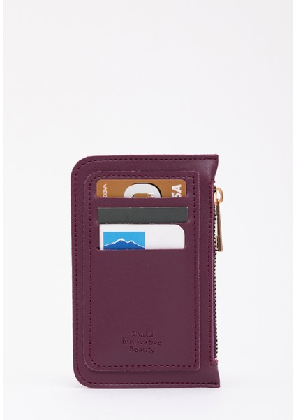 Mor SHK101 Suni Deri 6 Kartlık ve Fermuarlı Para Bölmeli Kartlık Cüzdan