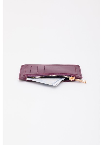 Mor SHK101 Suni Deri 6 Kartlık ve Fermuarlı Para Bölmeli Kartlık Cüzdan