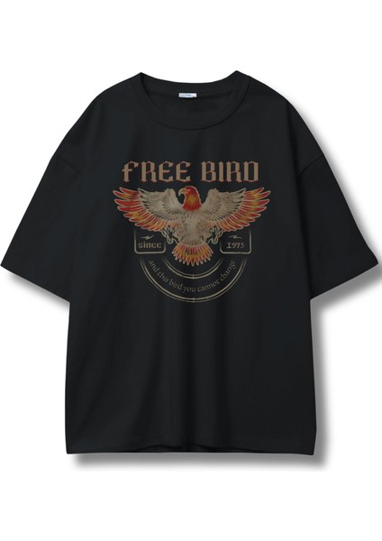 Unisex Free Bird Since 1973 Ense Baskılı Tişört, Oversize Lynyrd Skynyrd Temalı T-Shirt modelleri