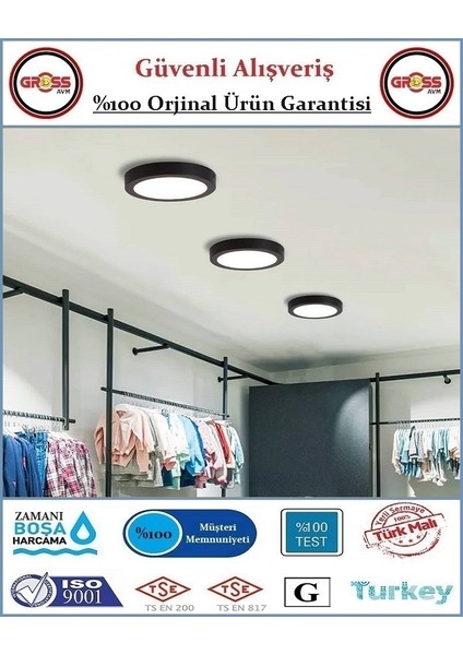 Sıva Üstü LED Armatür Siyah - 18 Watt - 1900 Lümen - Beyaz Işık modelleri