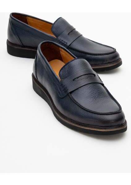 Hakiki Deri, Erkek Bağcıksız Loafer Iç Dış Deri Ayakkabı