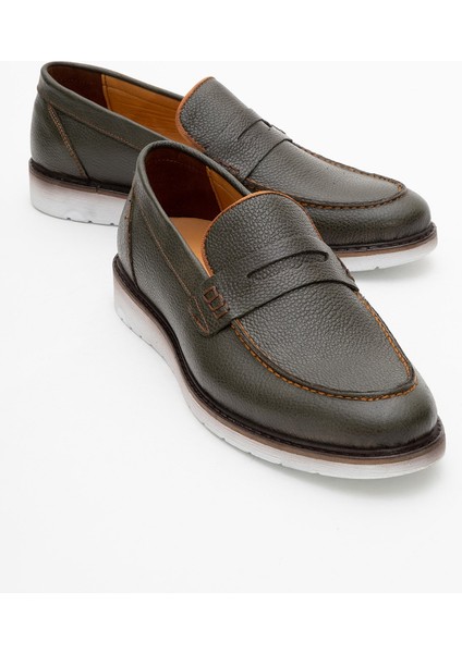 Hakiki Deri, Erkek Bağcıksız Loafer Iç Dış Deri Ayakkabı