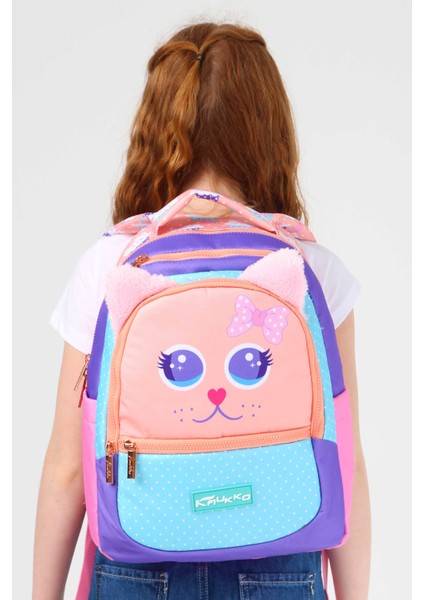 Su Geçirmez Kumaş Kız Çocuk Çok Gözlü Ortopedik Sırt Okul Çantası L5142