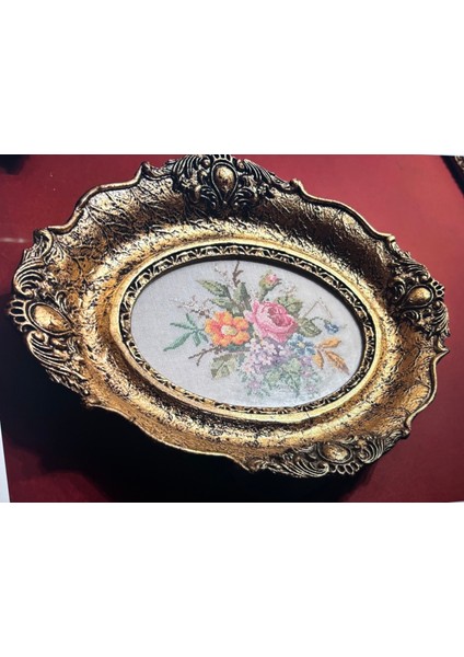 Çerçevesinde Avrupa Goblen Pano 35 cm x 30 cm Ölçülerinde