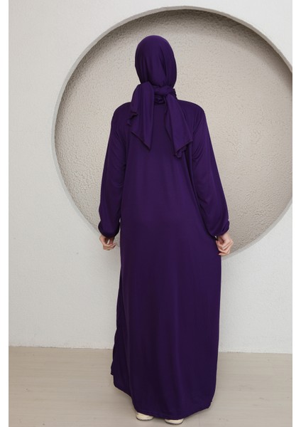 Tek Parça Boydan Fermuarlı Başörtülü Kadın Namaz Elbisesi fırsatları