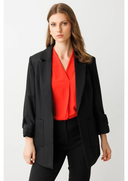 Torba Cepli Kolu Katlı Ceket Siyah 04530