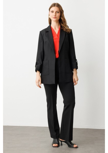 Torba Cepli Kolu Katlı Ceket Siyah 04530 fiyatları