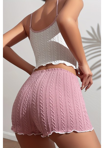 Özel Kumaş Askılı Şortlu Pijama Takımı modelleri