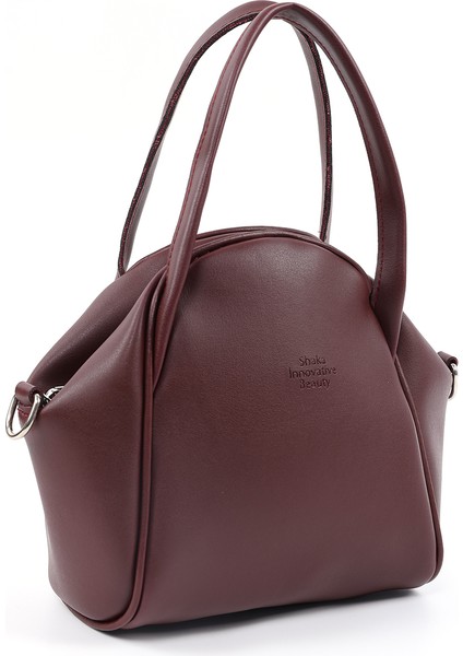 Bordo SHK132 Suni Deri, Fermuarlı Tek Bölmeli, Çıtçıt Detaylı ,el, Kol ve Omuz Çantası fiyatları