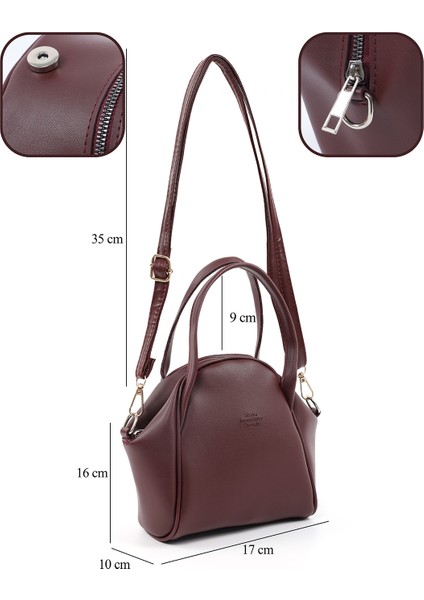 Bordo SHK132 Suni Deri, Fermuarlı Tek Bölmeli, Çıtçıt Detaylı ,el, Kol ve Omuz Çantası fırsatları