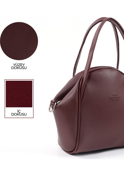 Bordo SHK132 Suni Deri, Fermuarlı Tek Bölmeli, Çıtçıt Detaylı ,el, Kol ve Omuz Çantası indirimleri