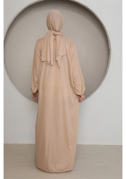 Tek Parça Boydan Fermuarlı Başörtülü Kadın Namaz Elbisesi fiyatları