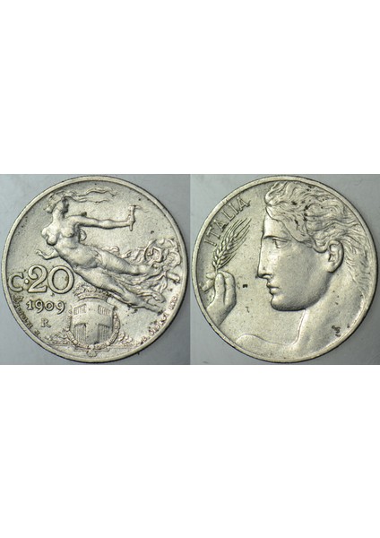 Italya 20 Centesimi 1909.