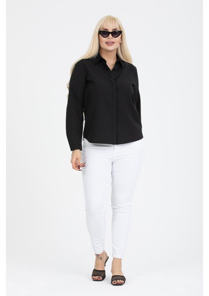 Basic Gizli Düğmeli Büyük Beden Gömlek fiyatları