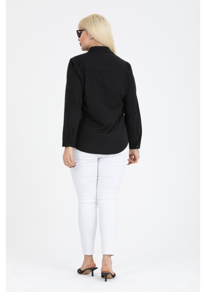 Basic Gizli Düğmeli Büyük Beden Gömlek modelleri