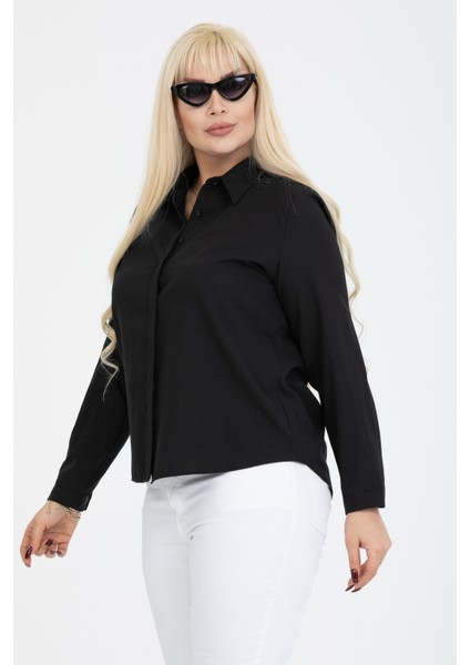 Basic Gizli Düğmeli Büyük Beden Gömlek fırsatları