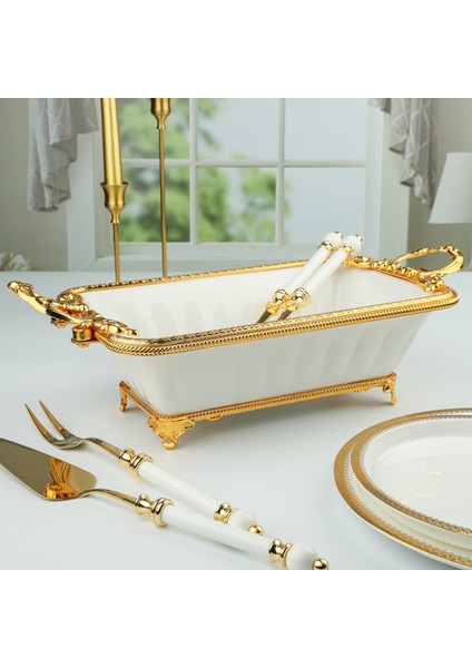 Elegance Dikd.derin Sunum Tabak Gold 41 cm