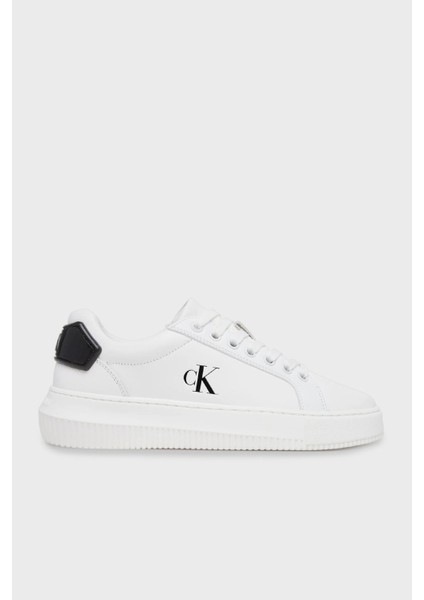 Logolu Deri Sneaker Ayakkabı YW0YW0184601W Bayan Ayakkabı YW0YW01846 01W