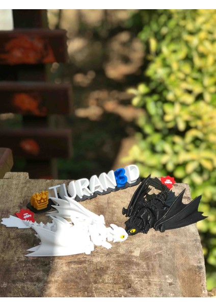 Ejderha Figürü Seti – 16 cm – 2’li Paket (Siyah & Beyaz)