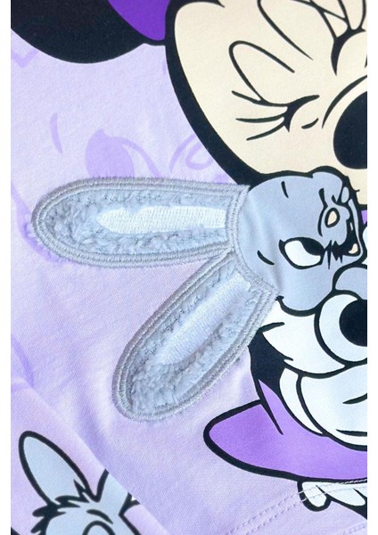 Kız Çocuk Minnie Mouse Baskılı Tüylü Kulak Detaylı Altüst Takım fiyatları
