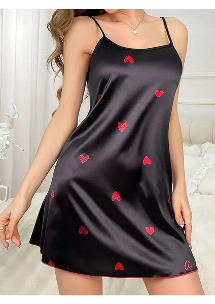 Desenli Saten Kumaş Kadın Gecelik modelleri