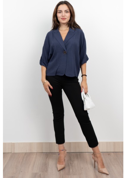 Salaş Ince Keten Viskon Fakir Kol Ceket 8617