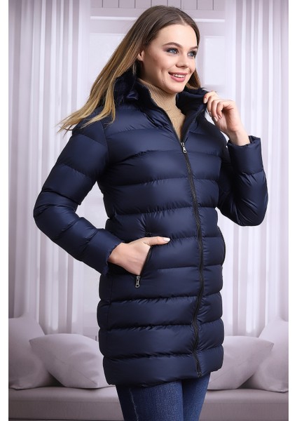 Kadın Kapüşonlu Fermuarlı Microjel Dolumlu Peluşlu Su ve Rüzgar Gecirmez Monta modelleri