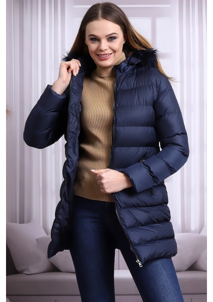 Kadın Kapüşonlu Fermuarlı Microjel Dolumlu Peluşlu Su ve Rüzgar Gecirmez Monta indirimleri