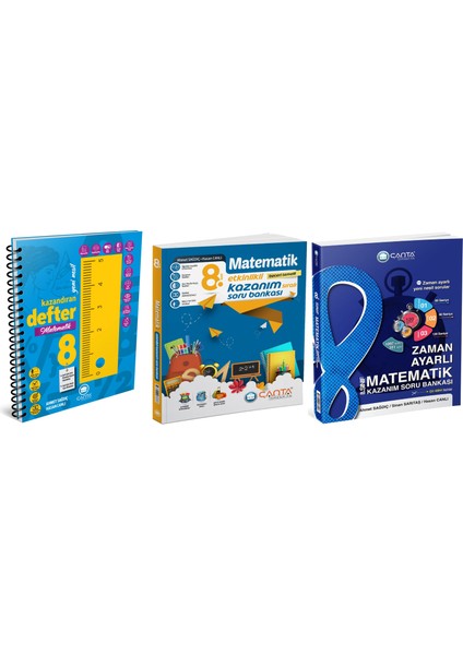 Çanta 2025 8. Sınıf Matematik Etkinlikli Kazanım + Zaman Ayarlı Soru + Defter Seti 3 Kitap