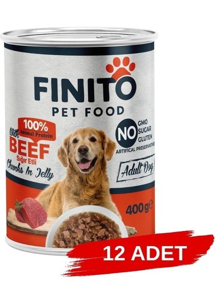 Parça Etli Sığırlı Köpek Konservesi 400 G x 12 Adet