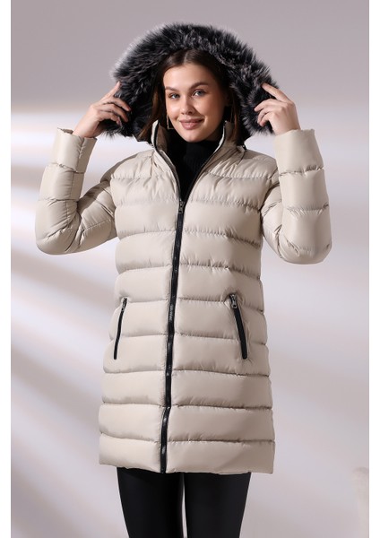 Kadın Kapüşonlu Fermuarlı Microjel Dolumlu Peluşlu Su ve Rüzgar Gecirmez Monta fiyatları