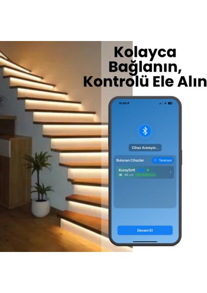 Lux Light Plus – Sensörlü ve Bluetooth ile Telefon Kontrollü Akıllı Merdiven Aydınlatma Cihazı (2-18 Çıkış) modelleri