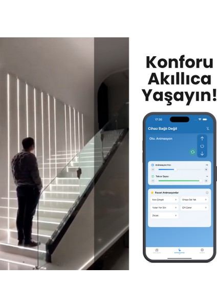 Lux Light Plus – Sensörlü ve Bluetooth ile Telefon Kontrollü Akıllı Merdiven Aydınlatma Cihazı (2-18 Çıkış) fırsatları