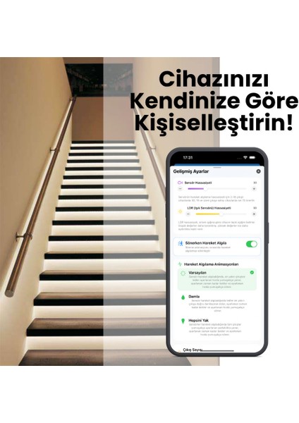 Lux Light Plus – Sensörlü ve Bluetooth ile Telefon Kontrollü Akıllı Merdiven Aydınlatma Cihazı (2-18 Çıkış)