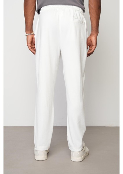 Beyaz Baggy Fit Erkek Çımalı Pantolon E1027 fırsatları